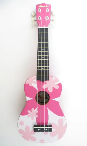 Amahi Pink Flower Soprano Ukulele DDUK-4