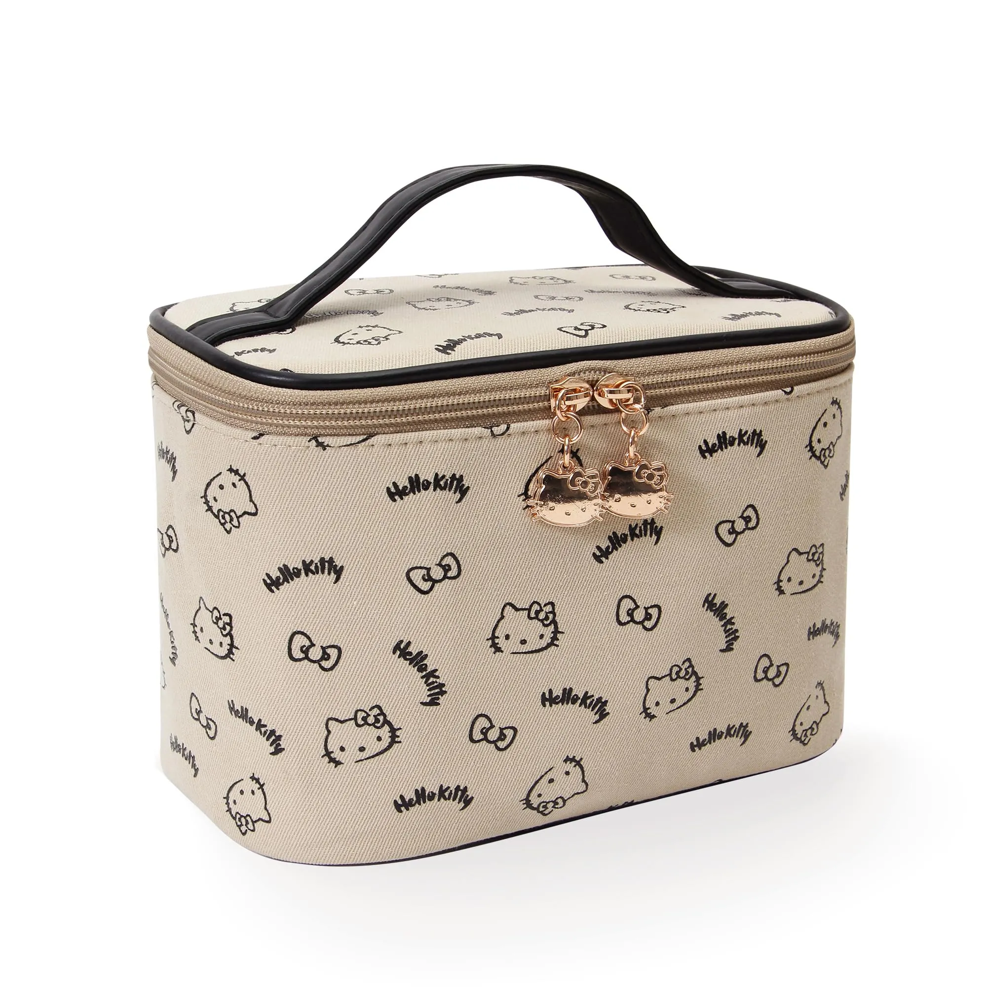 AmBealla Make up Bag Travel Cosmetic Bags Brush Holder Zipper Pouch Case Organizer Cute Organizer Suitable for Purse for Women (Beige Bucket Bag)