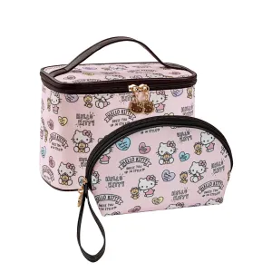 AmBealla Makeup Bag 2PCS with Large Handle Travel Cube Cosmetic Bags Brush Holder Cute Organizer Suitable for Purse for Women (01 Sweet Bear 2PCS)