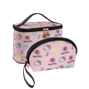 AmBealla Makeup Bag 2PCS with Large Handle Travel Cube Cosmetic Bags Brush Holder Cute Organizer Suitable for Purse for Women (05 Sweet Holiday 2PCS)