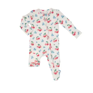 Angel Dear Cherries Ruffle Back 2 Way Zipper Footie