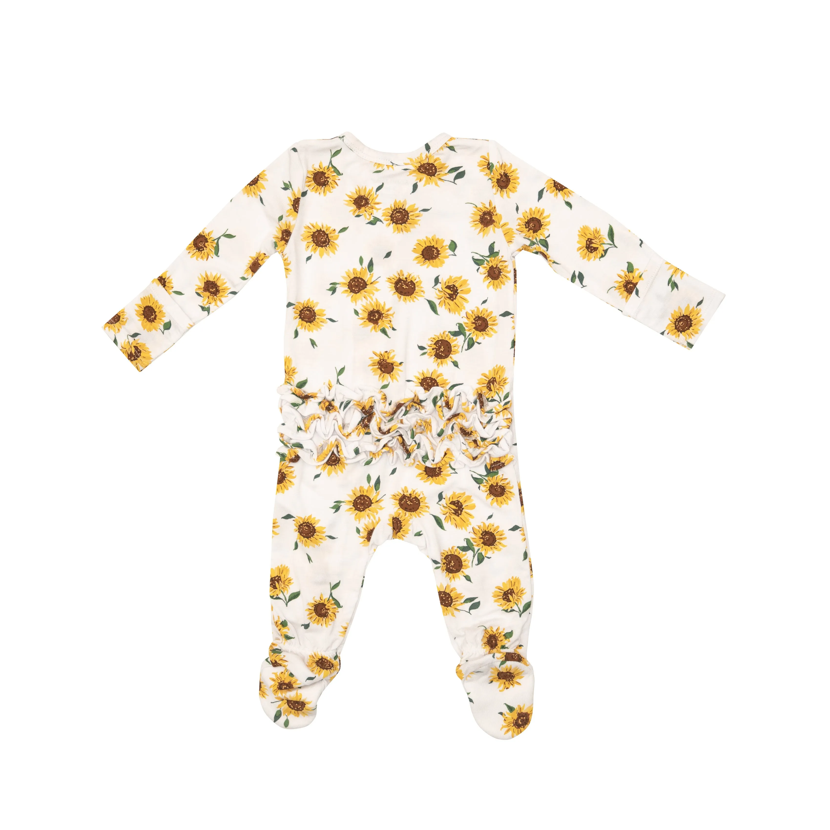 Angel Dear Sunflower Ditsy Ruffle Back 2 Way Zipper Footie