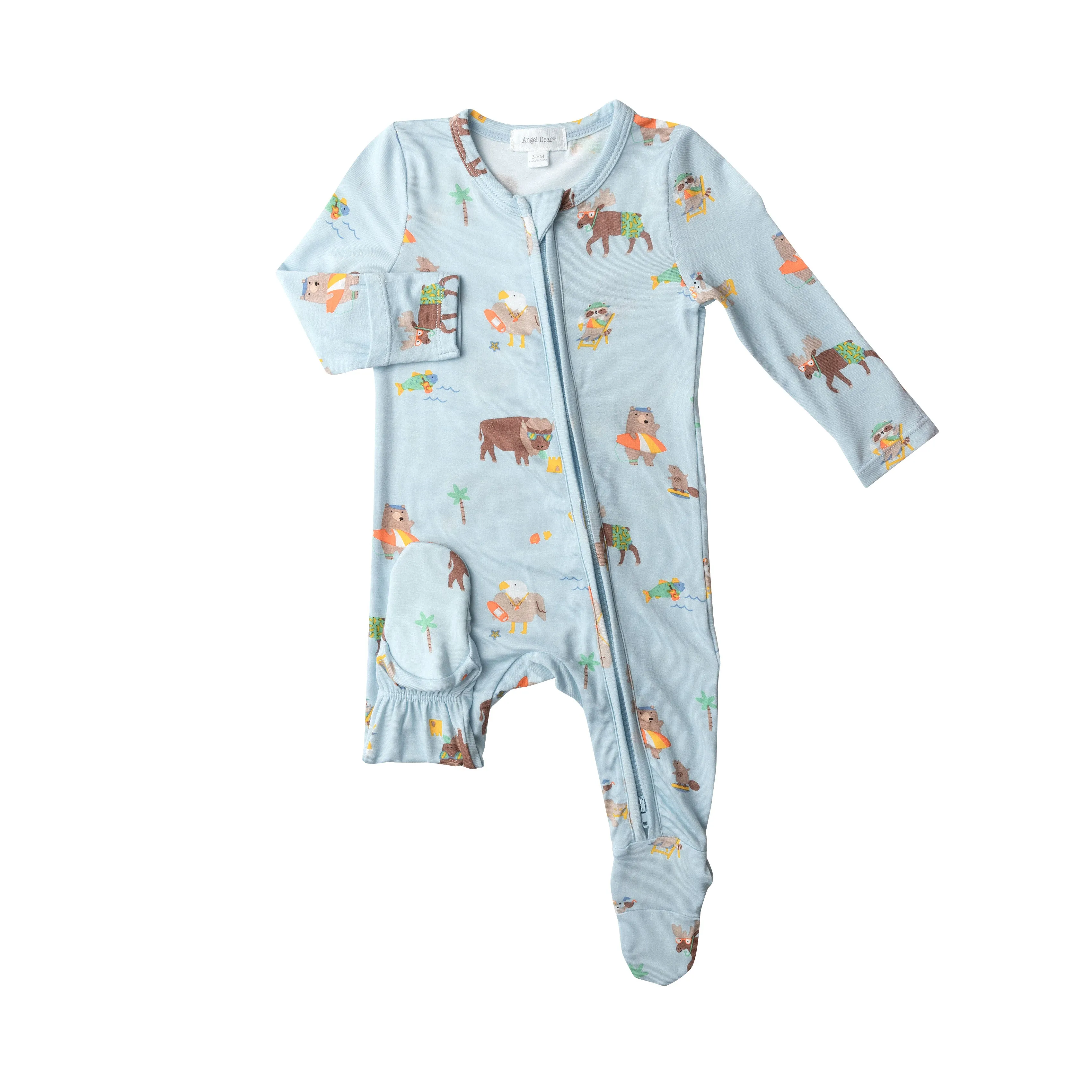 Angel Dear Wildlife on Vacation Footie with Zipper