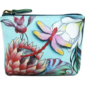 Anuschka Coin Pouch Jardin Bleu Leather