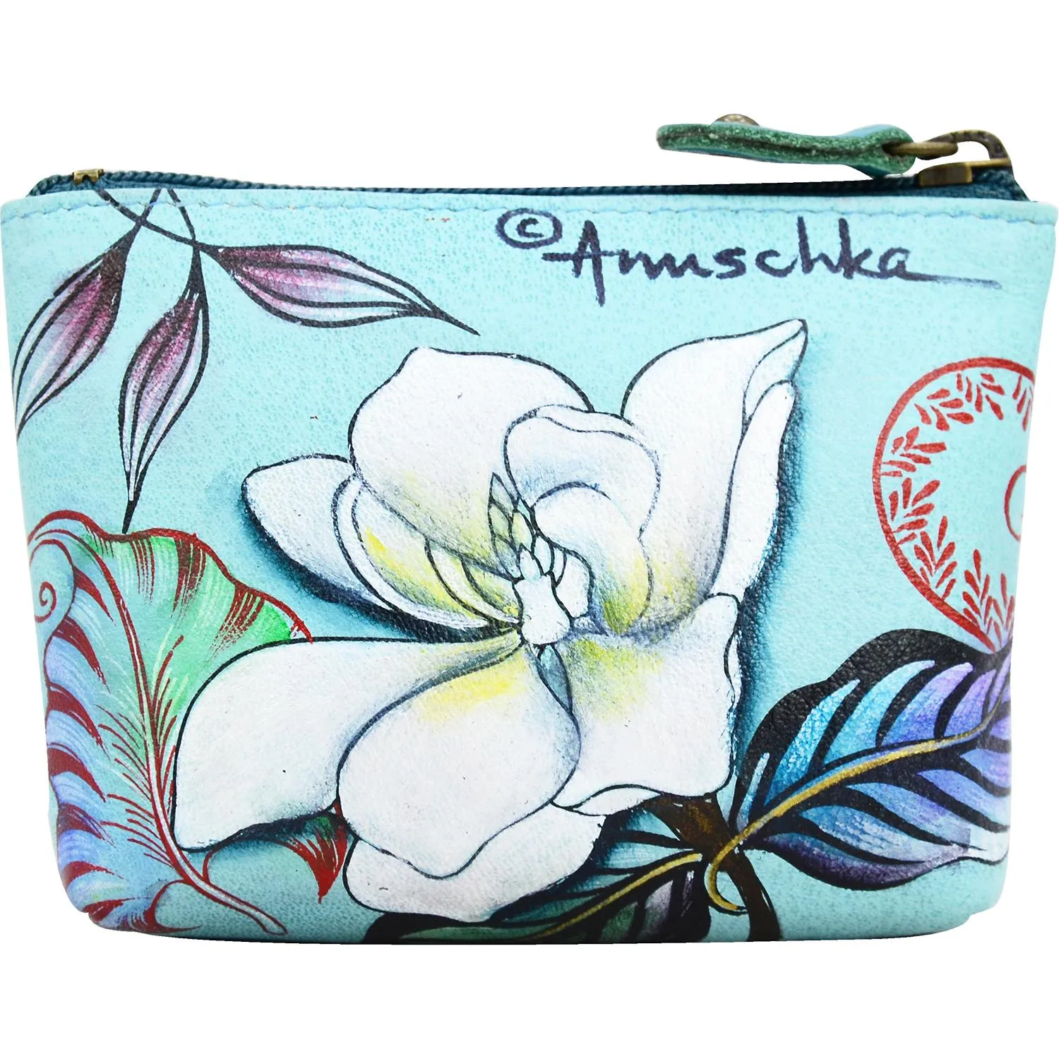 Anuschka Coin Pouch Jardin Bleu Leather