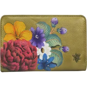 Anuschka Two Fold Small Wallet Dreamy Floral Leather