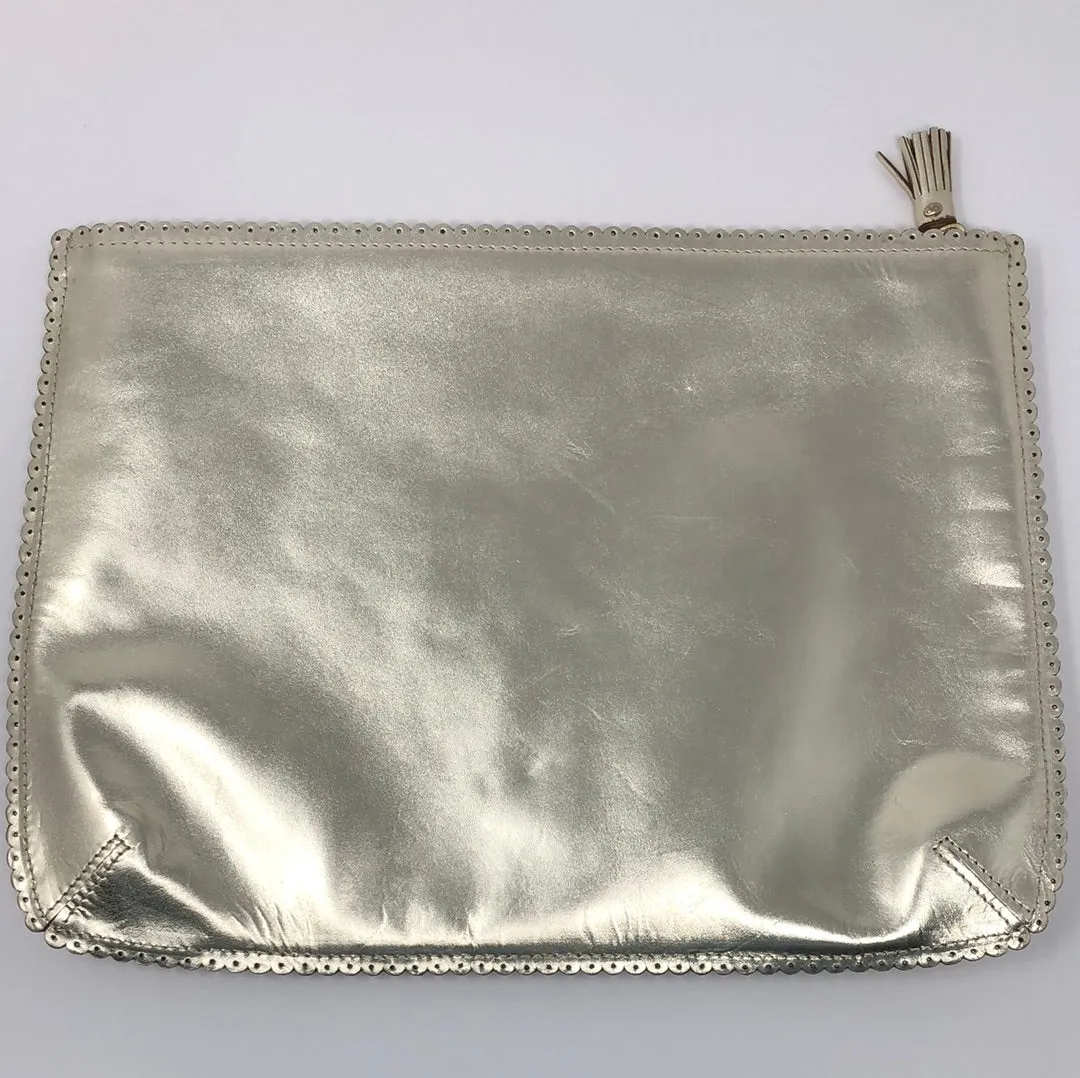 Anya Hindmarch Gold Metallic 'Beauty and the Beast' Large Oversized Pouch