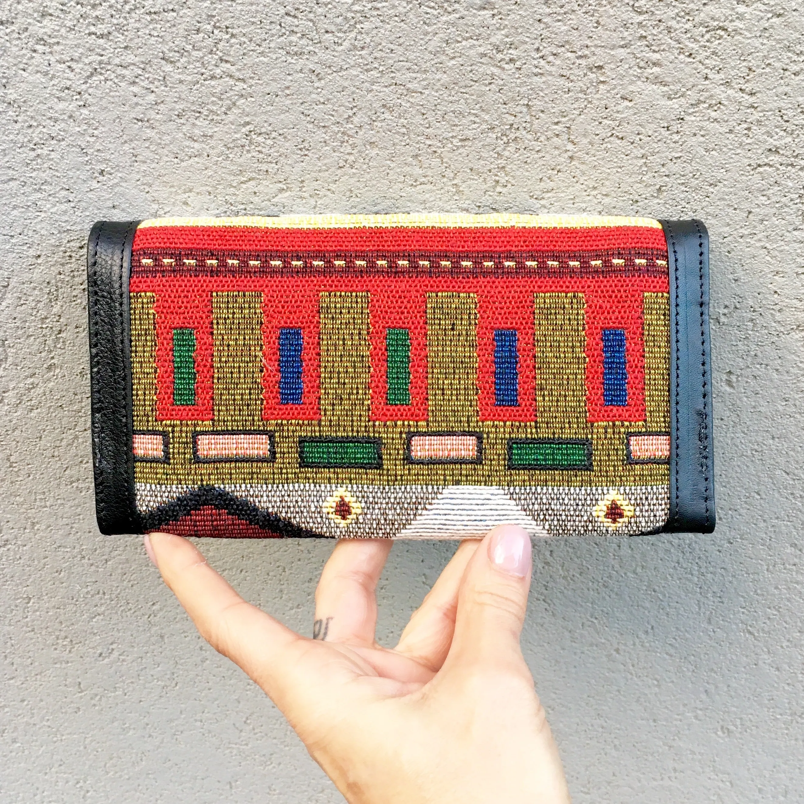 Apollonia Embroidered Bohemian Black Leather Wallets