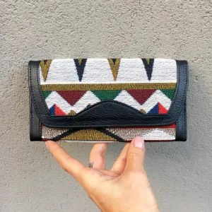 Apollonia Embroidered Bohemian Black Leather Wallets