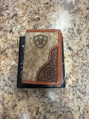 Ariat Leather Hide Tri-Fold Wallet