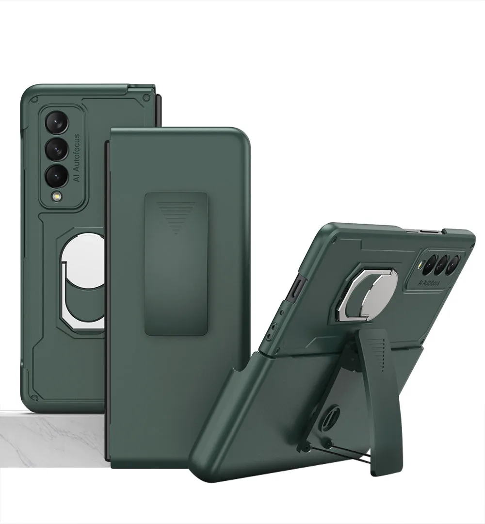 Armor Back Clip Stand Holder Case For Samsung Galaxy Z Fold 3 5G Anti-knock Protection Hard Cover For Samsung Z Fold 3 Case