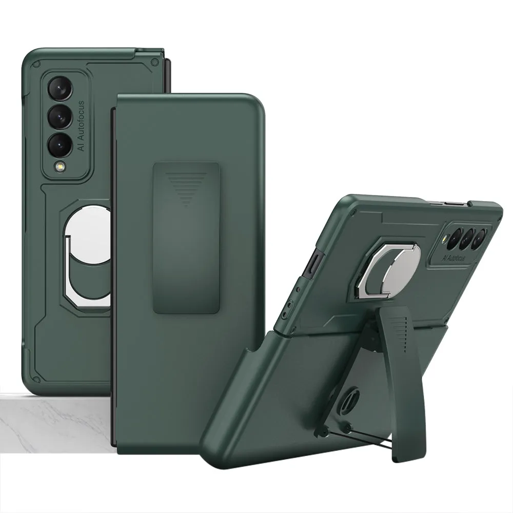 Armor Back Clip Stand Holder Case For Samsung Galaxy Z Fold 3 5G Anti-knock Protection Hard Cover For Samsung Z Fold 3 Case