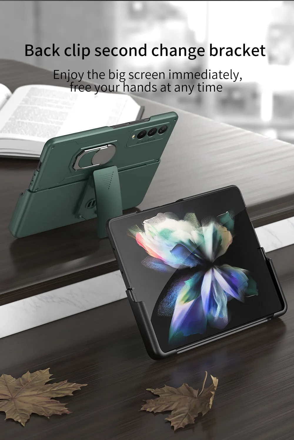 Armor Back Clip Stand Holder Case For Samsung Galaxy Z Fold 3 5G Anti-knock Protection Hard Cover For Samsung Z Fold 3 Case
