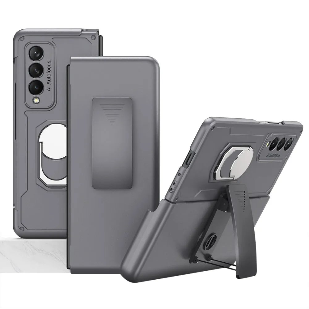 Armor Back Clip Stand Holder Case For Samsung Galaxy Z Fold 3 5G Anti-knock Protection Hard Cover For Samsung Z Fold 3 Case