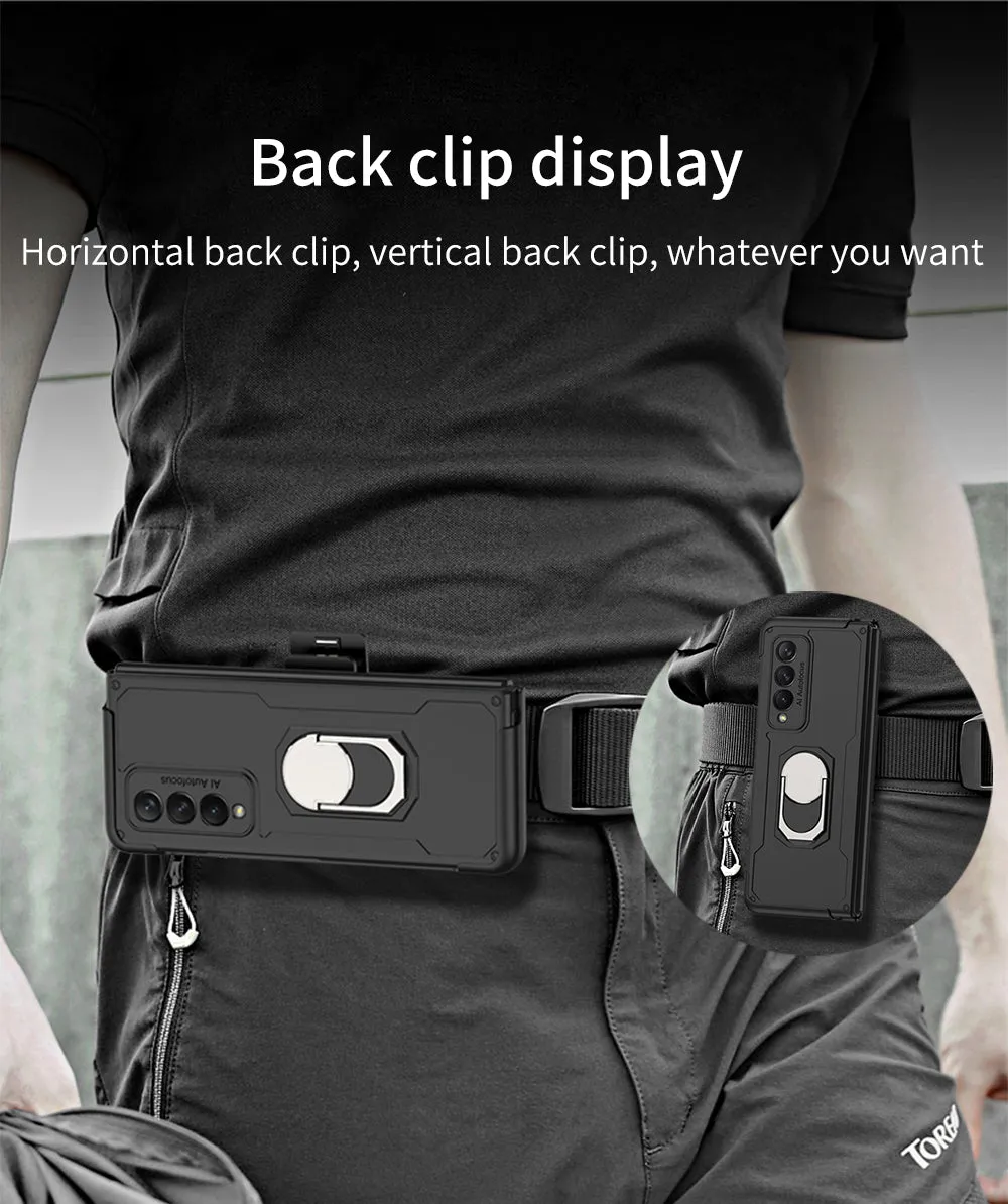Armor Back Clip Stand Holder Case For Samsung Galaxy Z Fold 3 5G Anti-knock Protection Hard Cover For Samsung Z Fold 3 Case