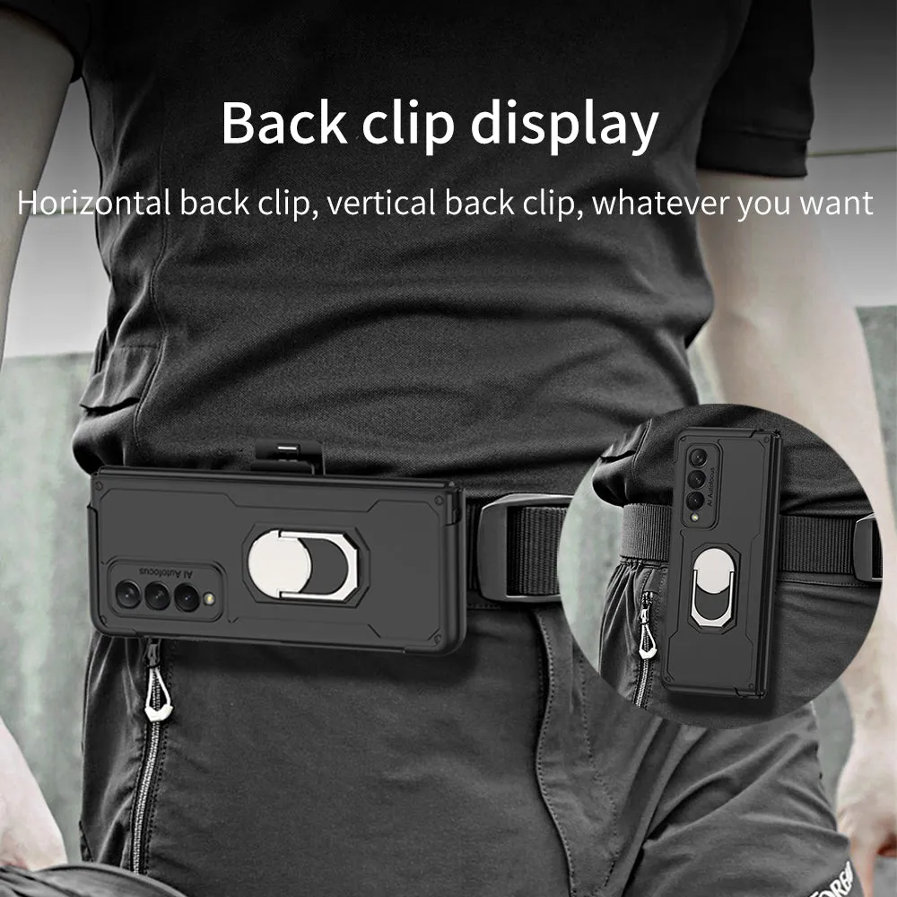 Armor Back Clip Stand Holder Case For Samsung Galaxy Z Fold 3 5G Anti-knock Protection Hard Cover For Samsung Z Fold 3 Case