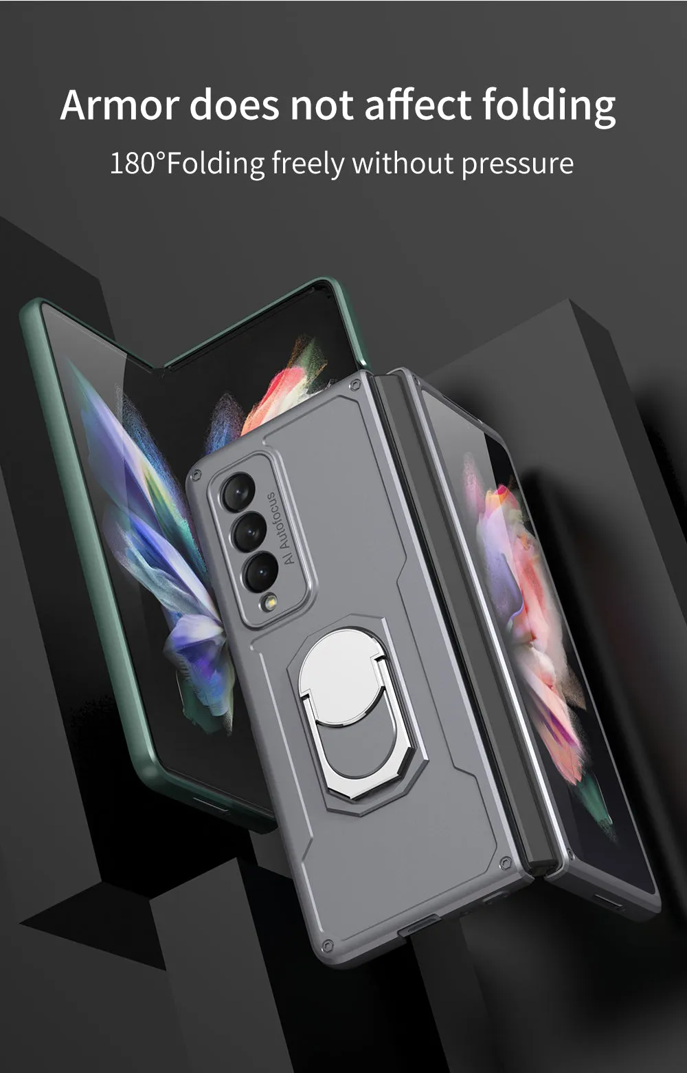 Armor Back Clip Stand Holder Case For Samsung Galaxy Z Fold 3 5G Anti-knock Protection Hard Cover For Samsung Z Fold 3 Case