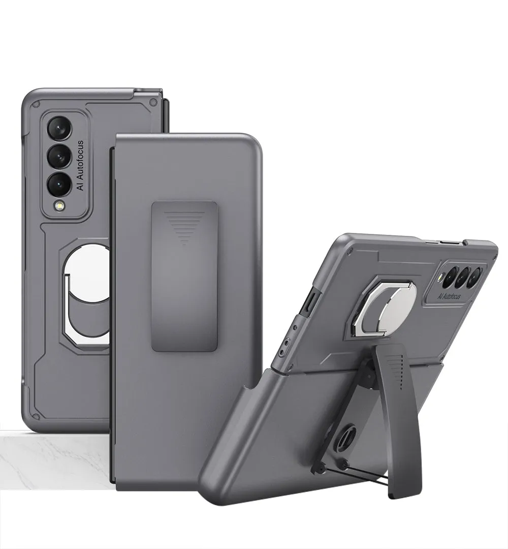 Armor Back Clip Stand Holder Case For Samsung Galaxy Z Fold 3 5G Anti-knock Protection Hard Cover For Samsung Z Fold 3 Case