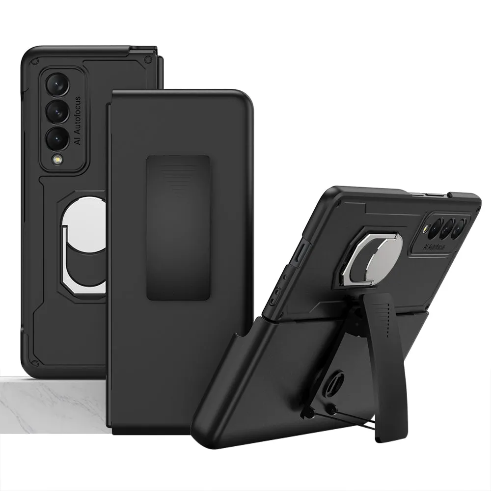 Armor Back Clip Stand Holder Case For Samsung Galaxy Z Fold 3 5G Anti-knock Protection Hard Cover For Samsung Z Fold 3 Case