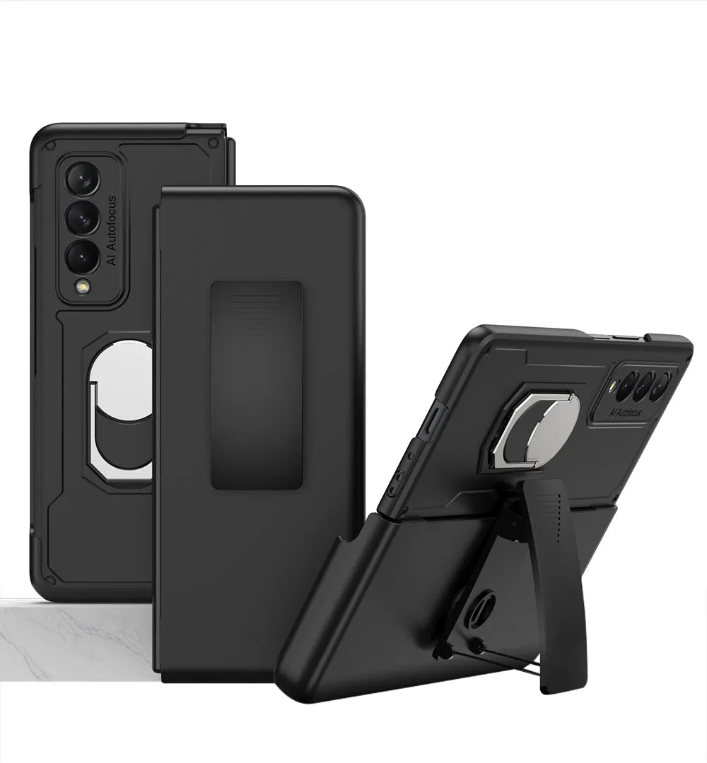 Armor Back Clip Stand Holder Case For Samsung Galaxy Z Fold 3 5G Anti-knock Protection Hard Cover For Samsung Z Fold 3 Case