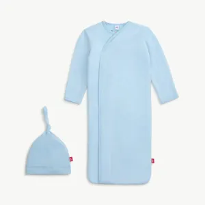 baby blue modal magnetic cozy sleeper gown   hat set