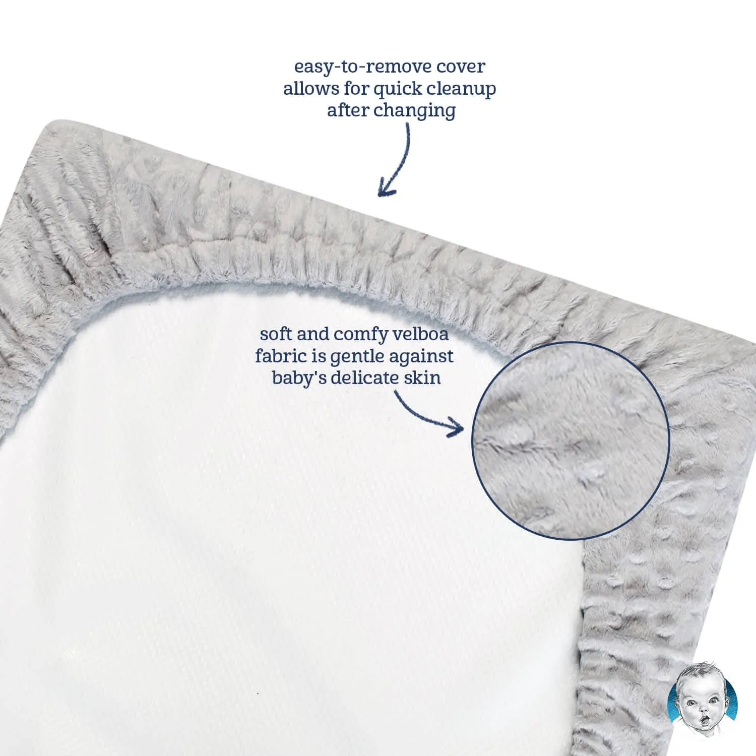 Baby Neutral White Dotted Changing Pad Cover