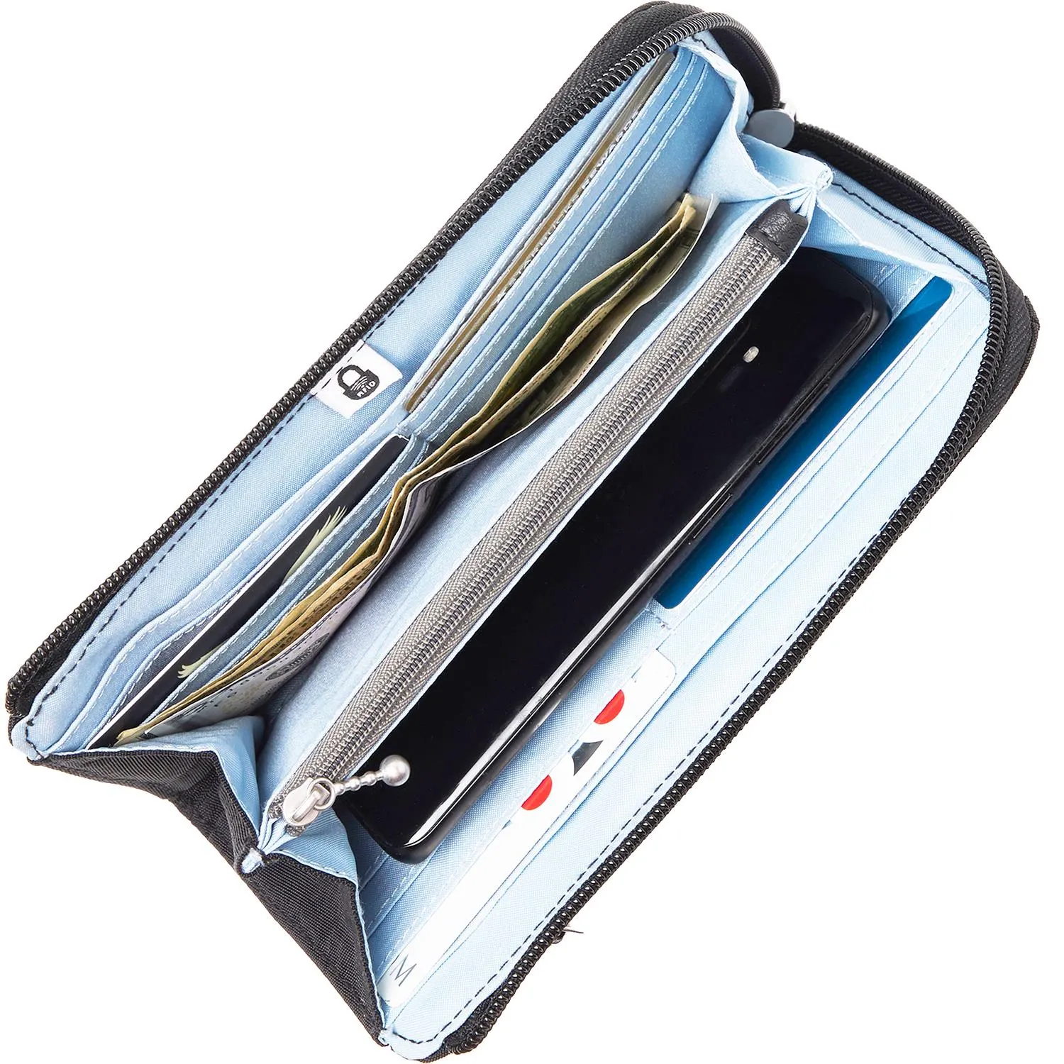 Baggallini Zip Around Wallet Onxy Floral Nylon