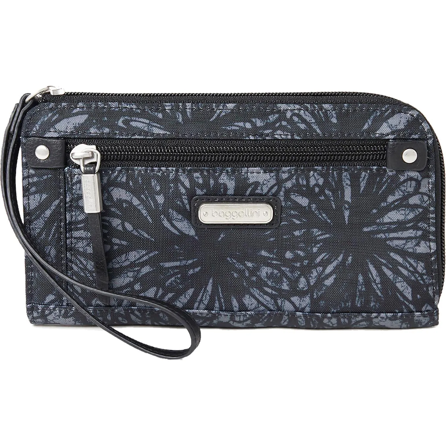 Baggallini Zip Around Wallet Onxy Floral Nylon