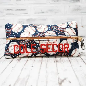 Baseball Swoosh Personalized Quilted Pouch