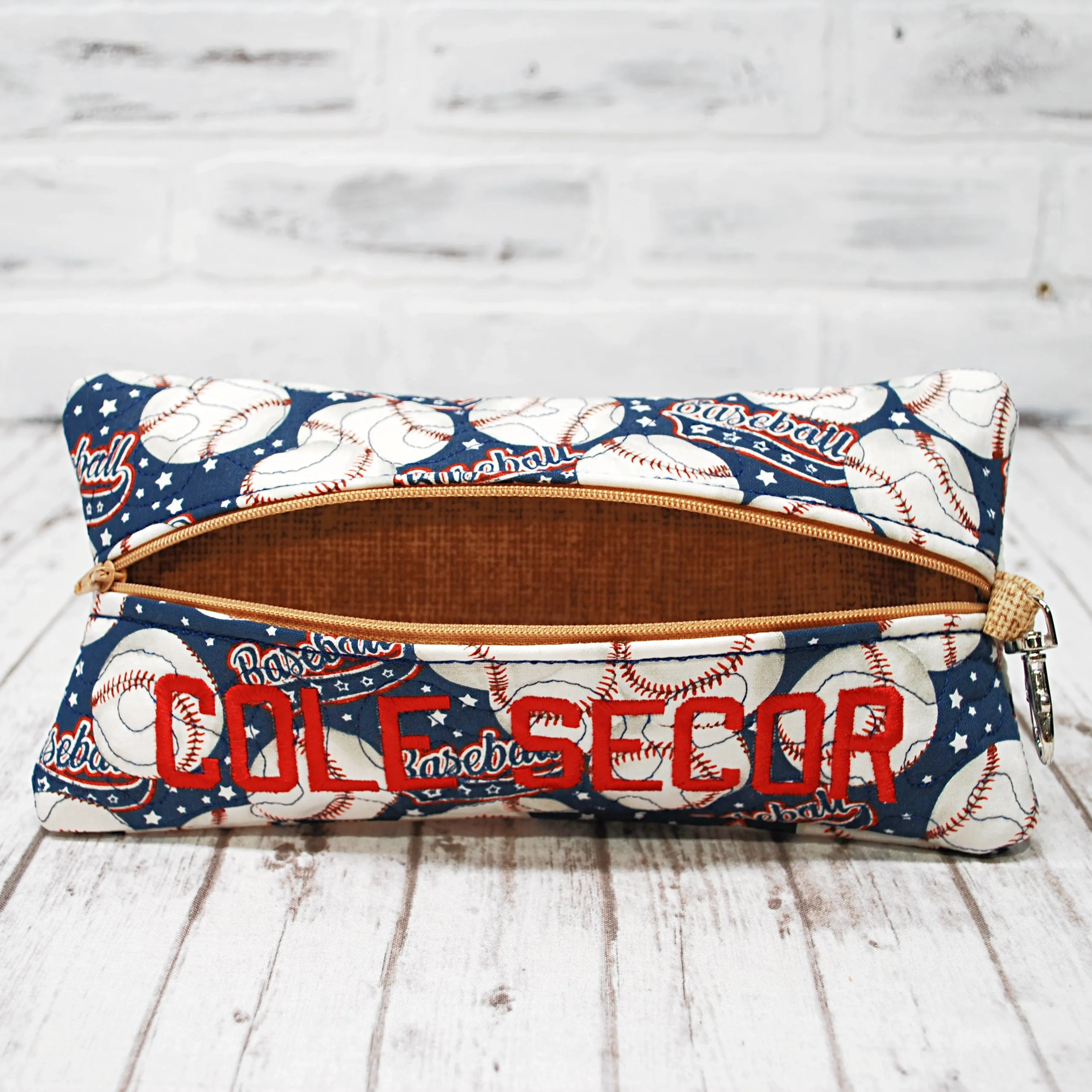 Baseball Swoosh Personalized Quilted Pouch