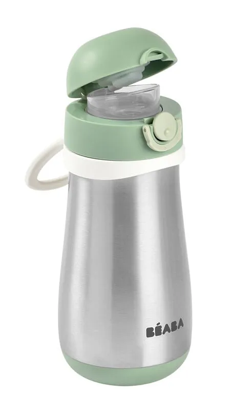 Beaba Stainless Steel Spout Bottle 350ml - Saga Green