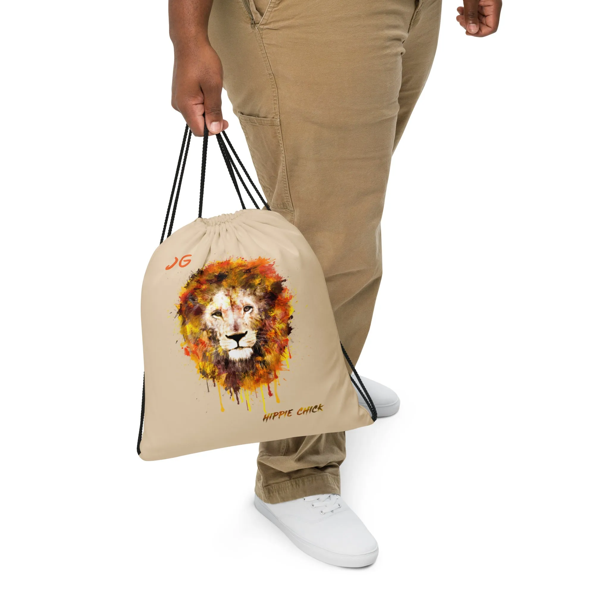 Beige Drawstring Bag