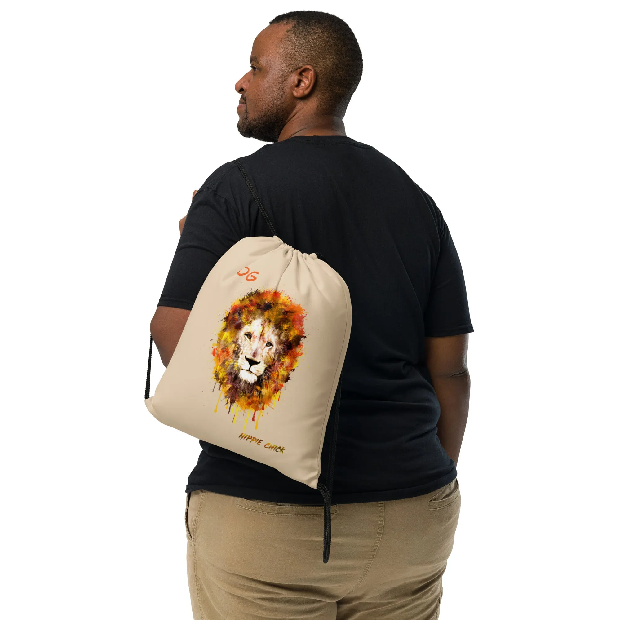 Beige Drawstring Bag
