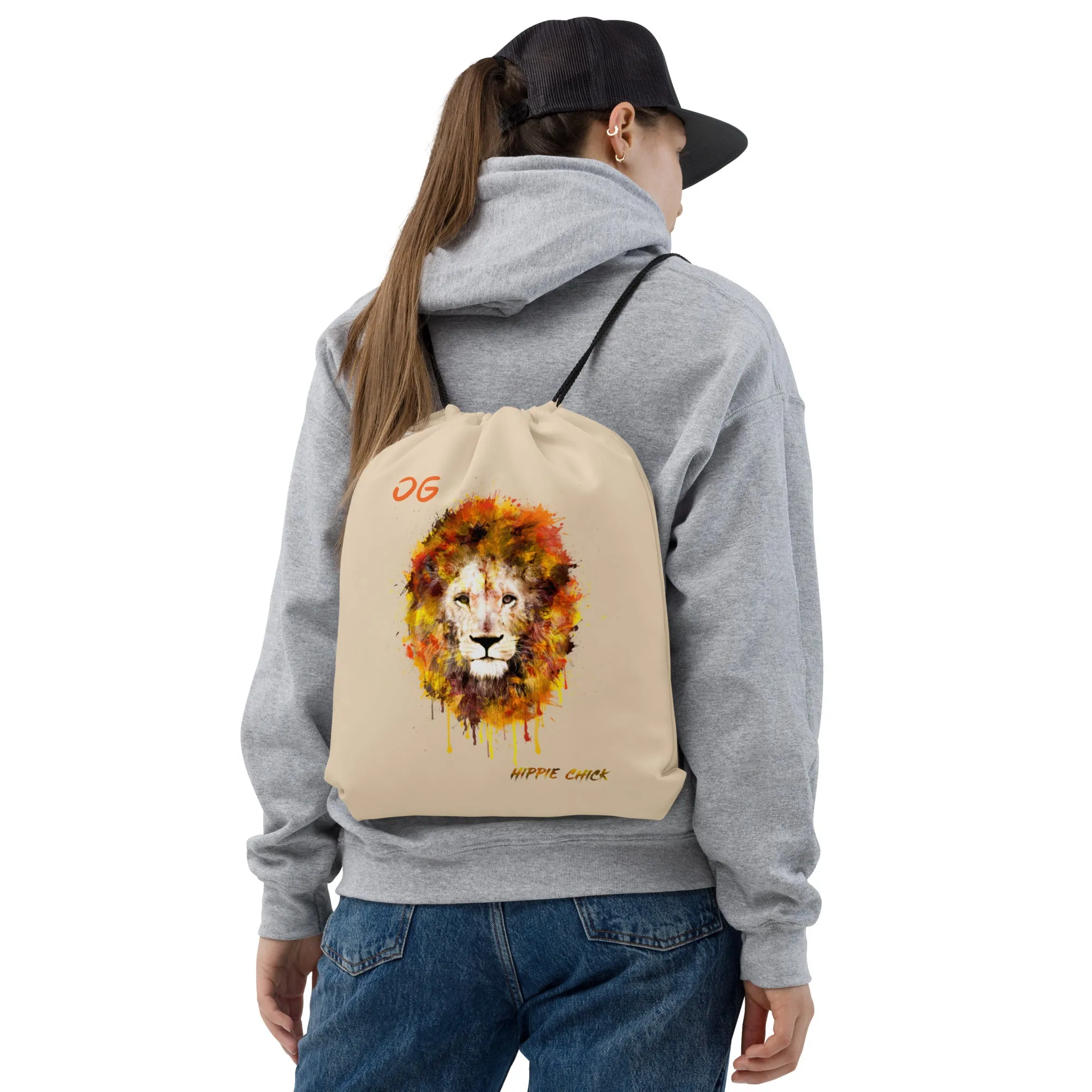 Beige Drawstring Bag