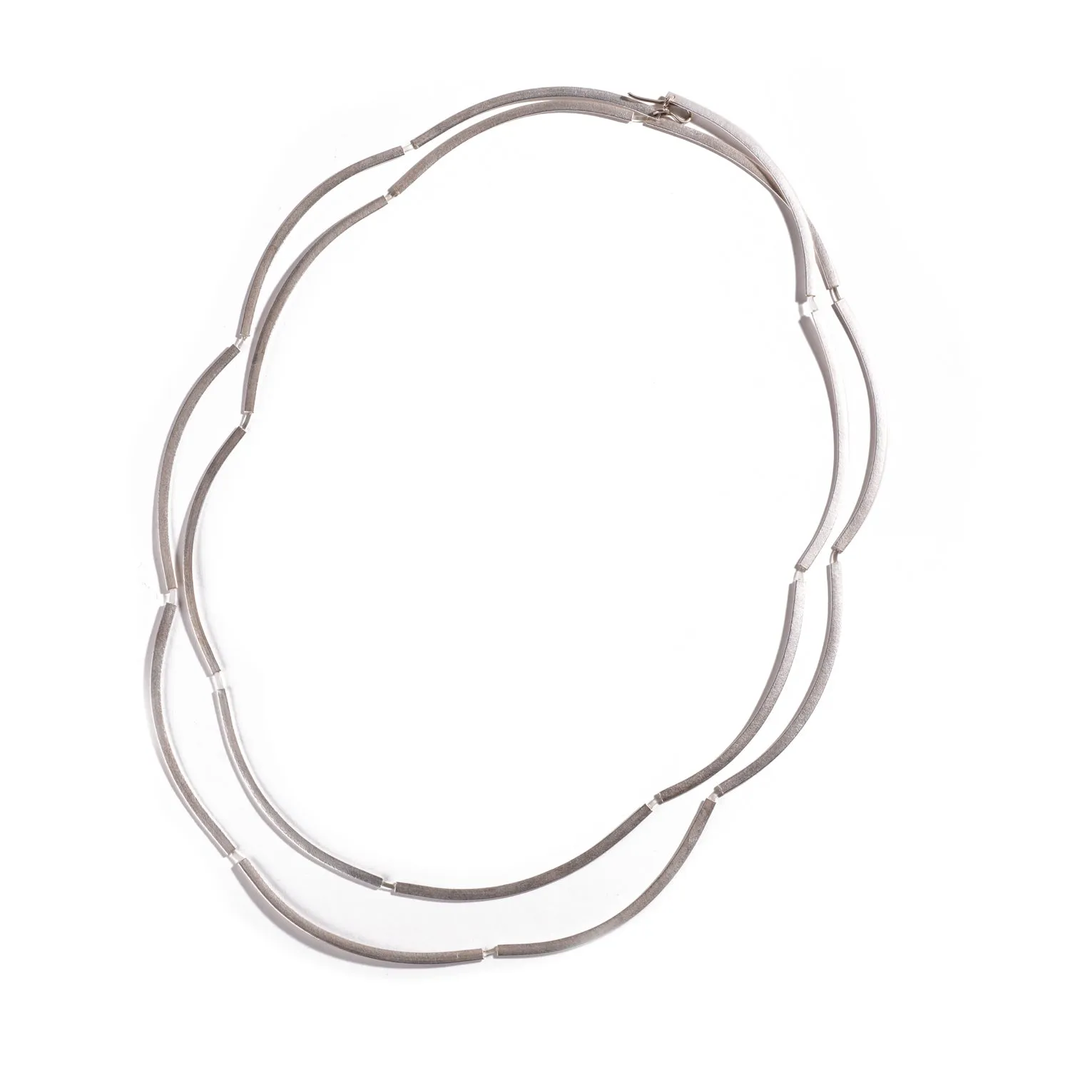 Bent Links Silver Necklace