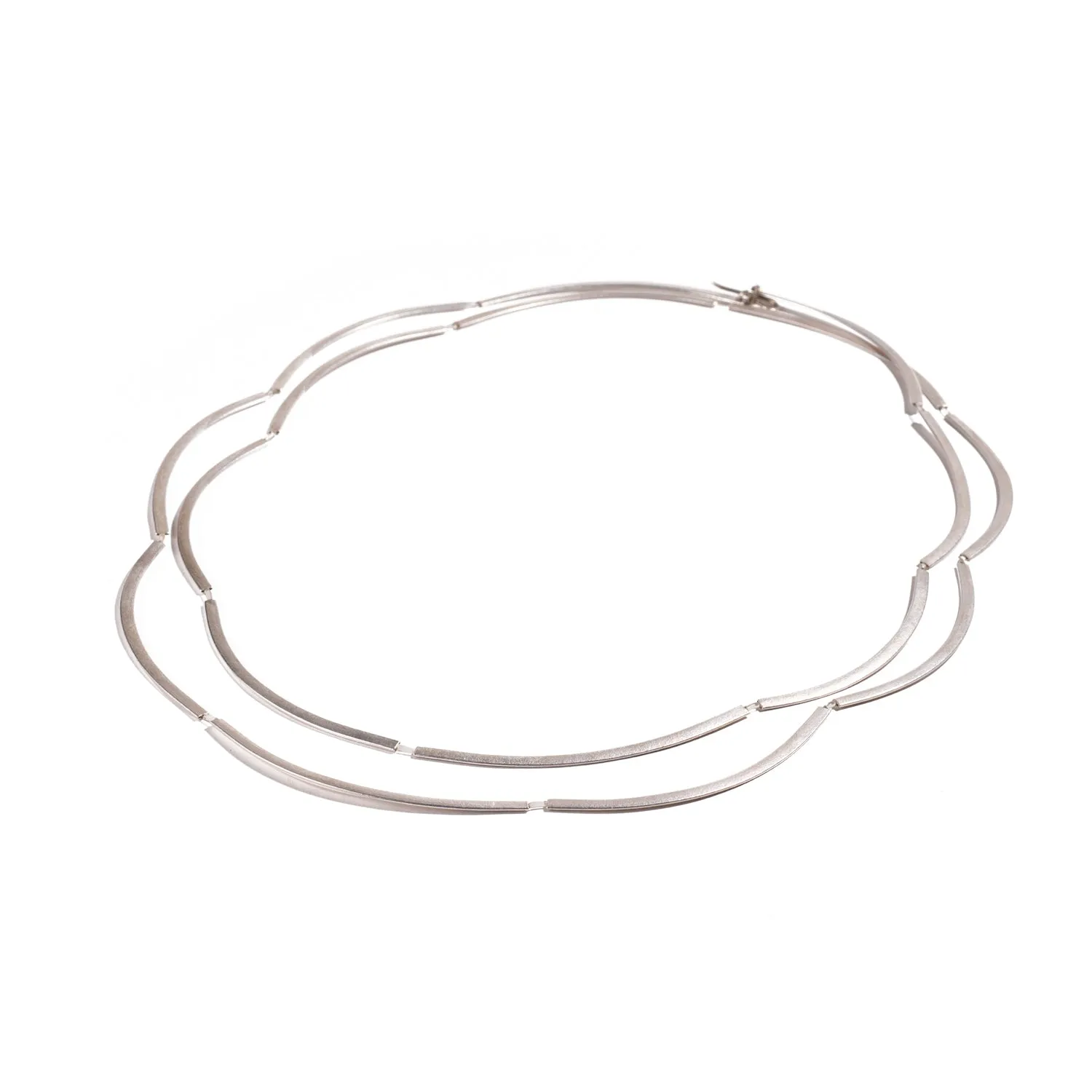 Bent Links Silver Necklace