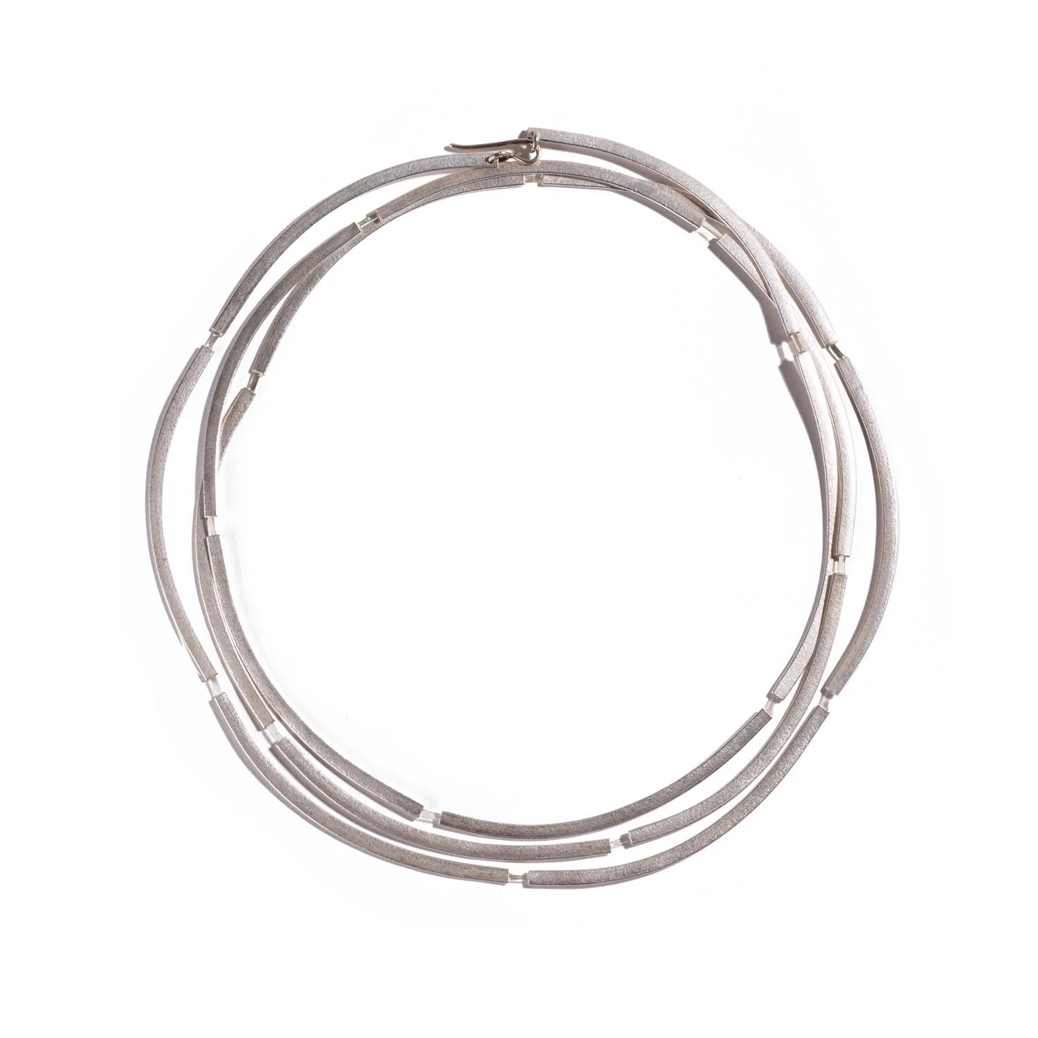 Bent Links Silver Necklace