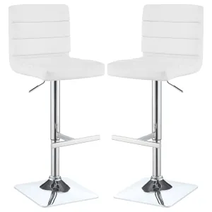Bianca Upholstered Adjustable Bar Stool White (Set of 2)