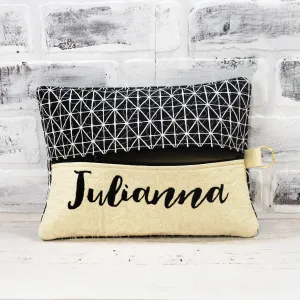 Black and Gold Personalized Quilted Pouch