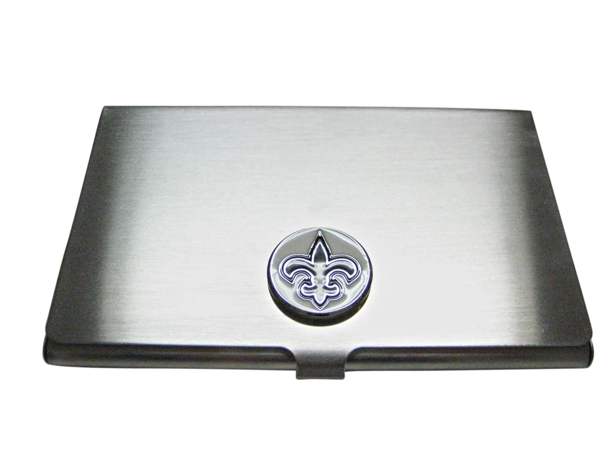 Black and White Fleur de Lys Business Card Holder