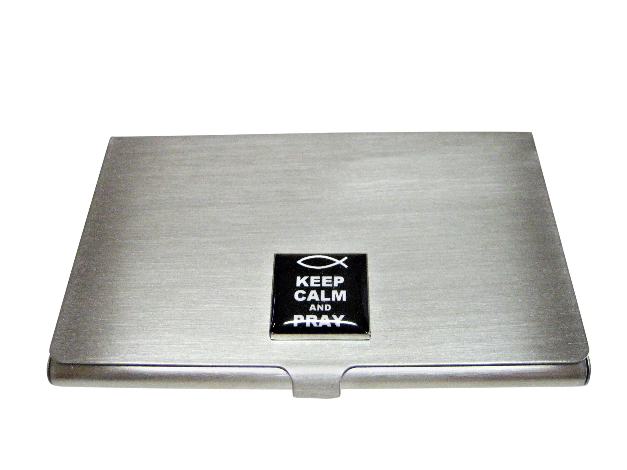 Black Keep Calm and Pray Business Card Holder