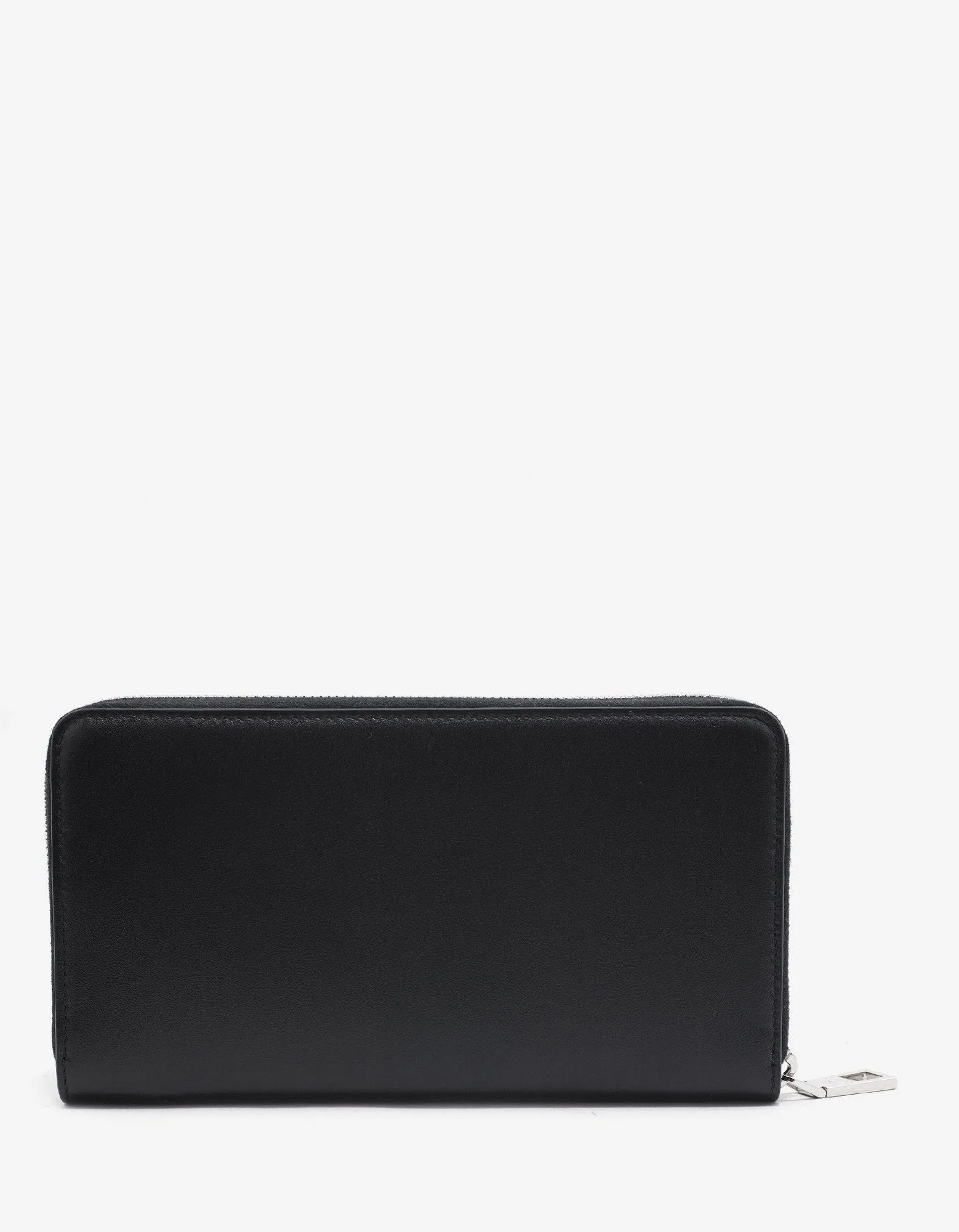 Black Leather Rockstud Zip Wallet