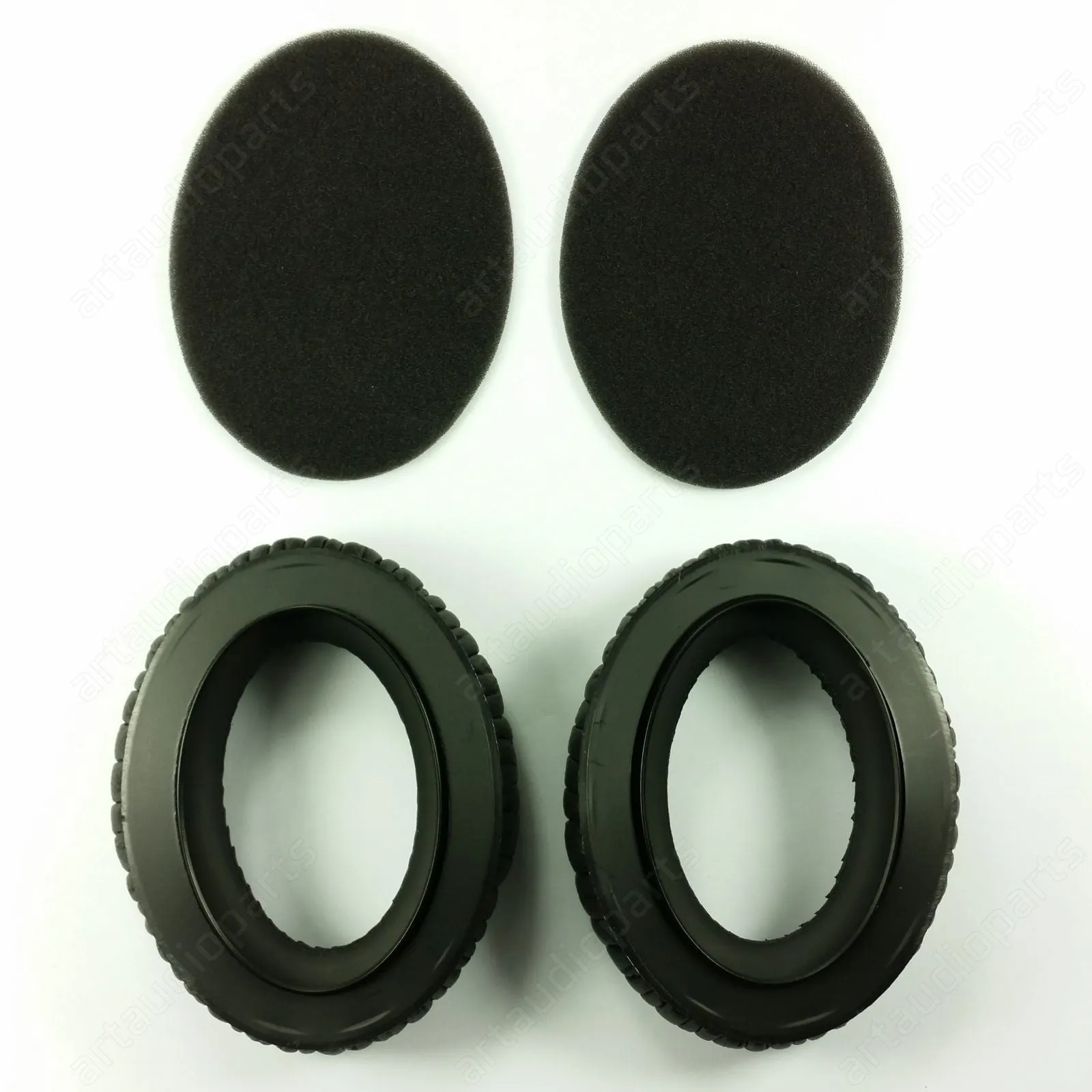 Black leatherette Earpads with foam disc (1 pair) for Sennheiser HD-535 HD-525