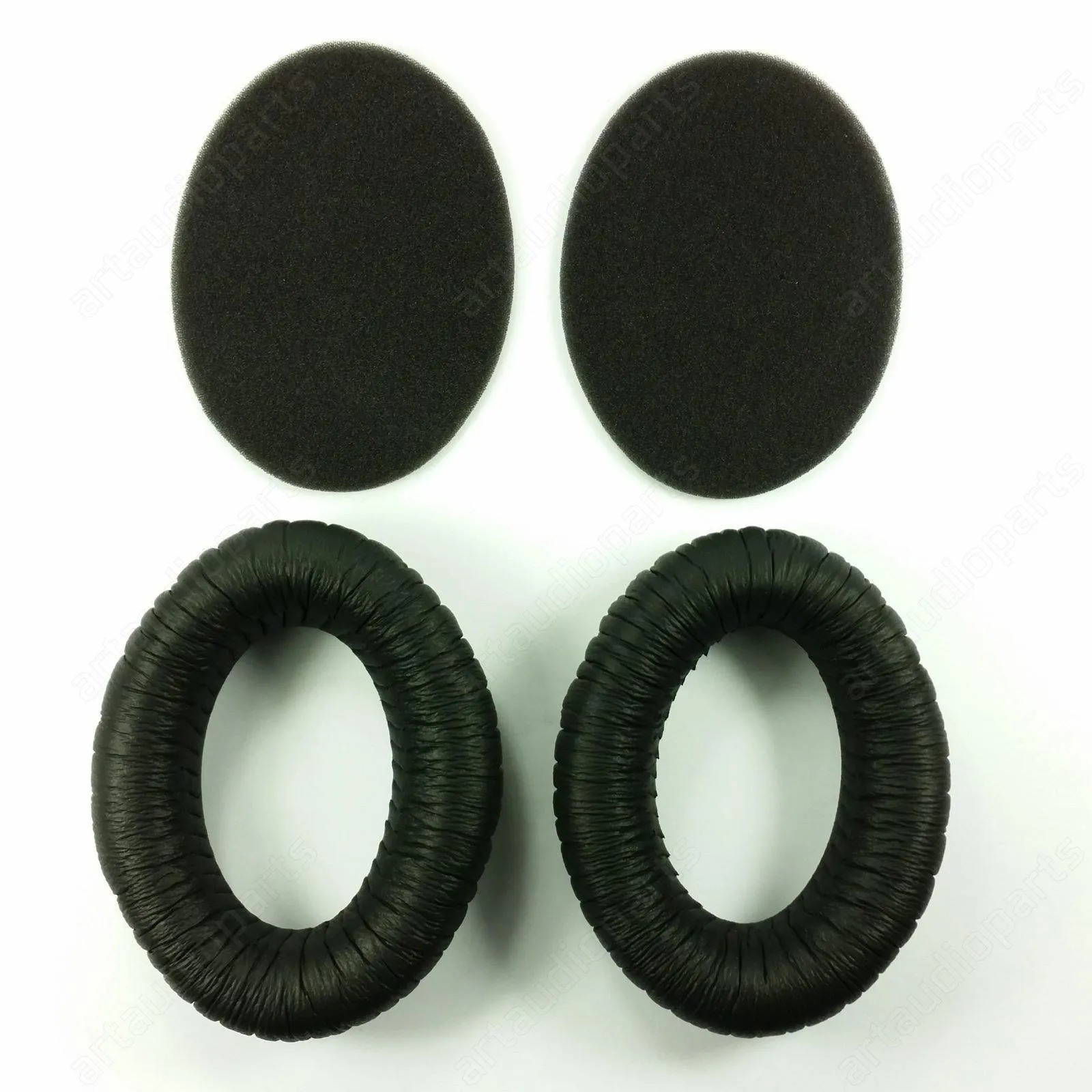 Black leatherette Earpads with foam disc (1 pair) for Sennheiser HD-535 HD-525