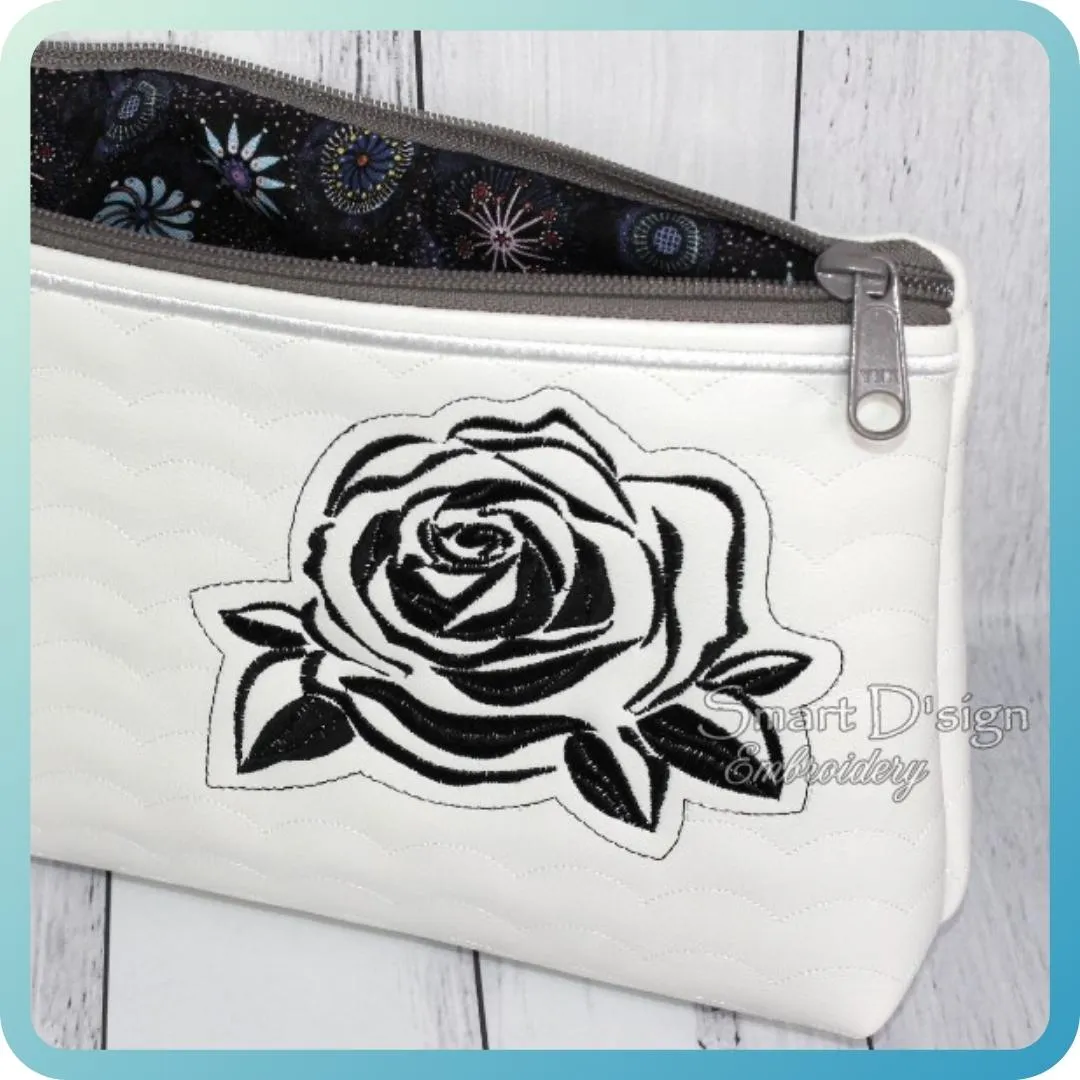 BLACK ROSE - ITH QUILT ZIPPER BAG