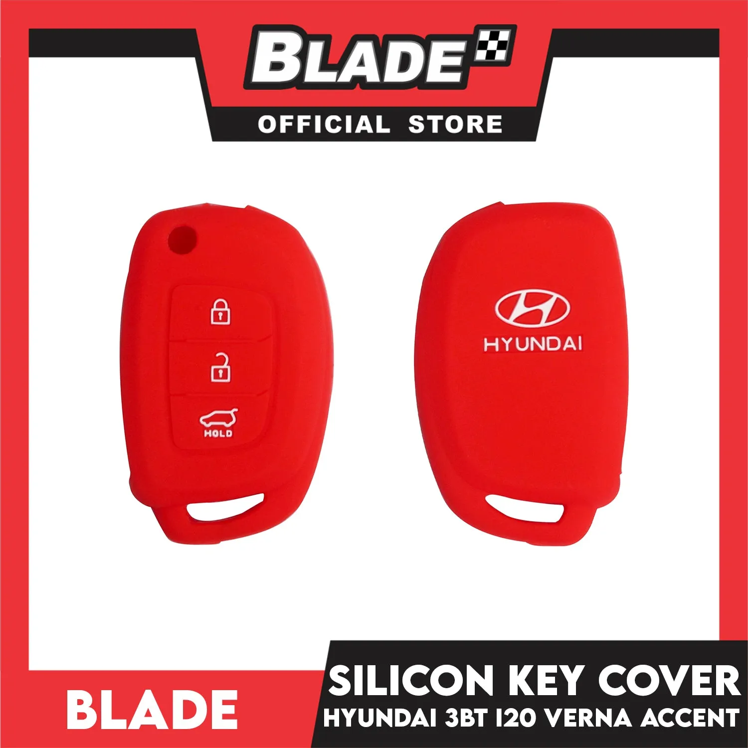 Blade Key Silicone Case Key Cover Hyundai 3 Button (Red, Black) for Hyundai Tucson Santa Fe i20 Creta Elantra