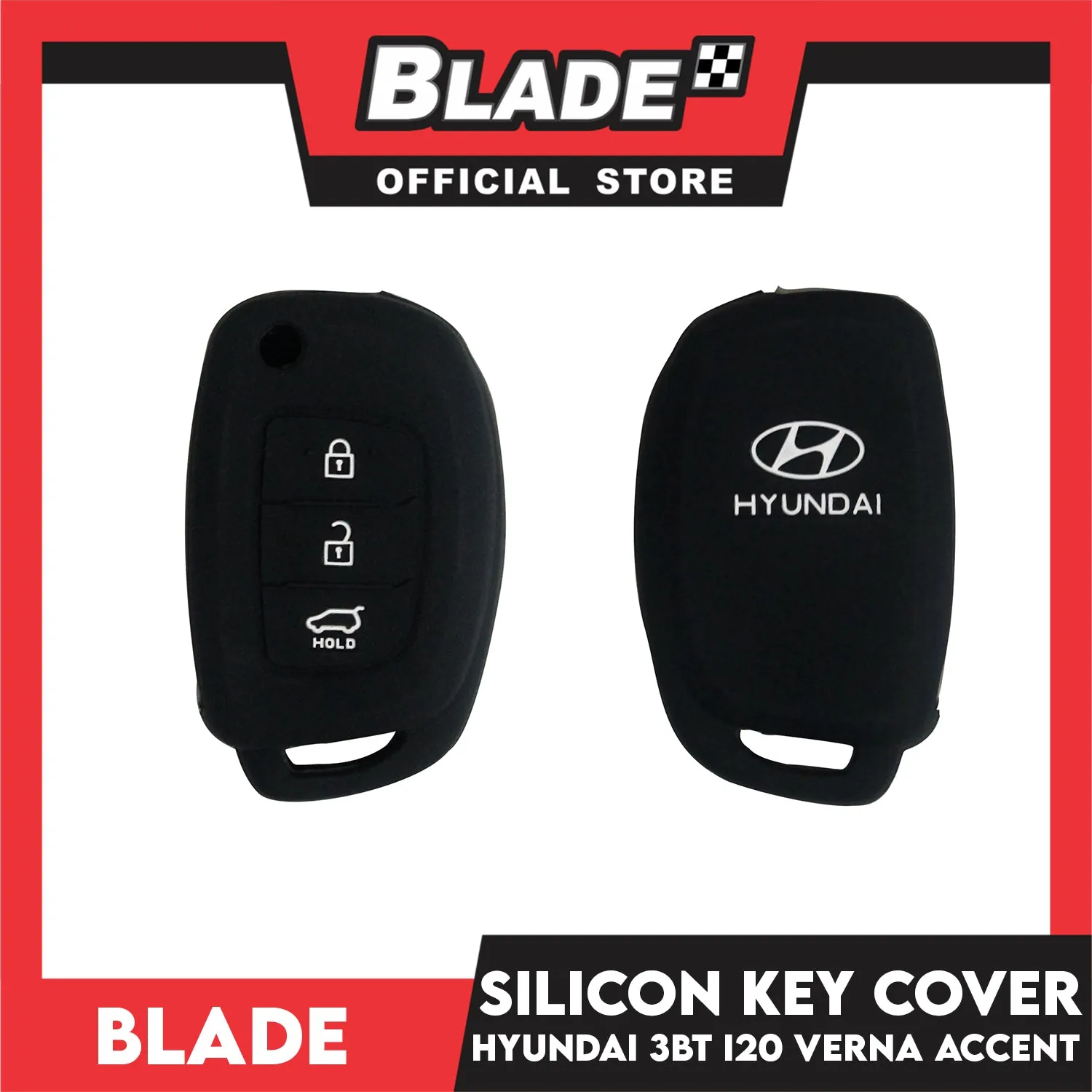 Blade Key Silicone Case Key Cover Hyundai 3 Button (Red, Black) for Hyundai Tucson Santa Fe i20 Creta Elantra