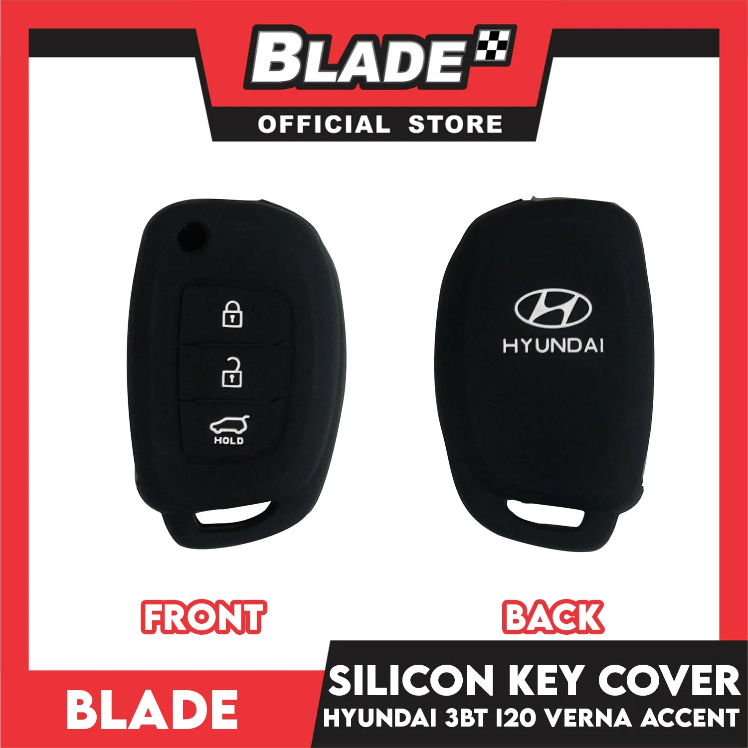 Blade Key Silicone Case Key Cover Hyundai 3 Button (Red, Black) for Hyundai Tucson Santa Fe i20 Creta Elantra