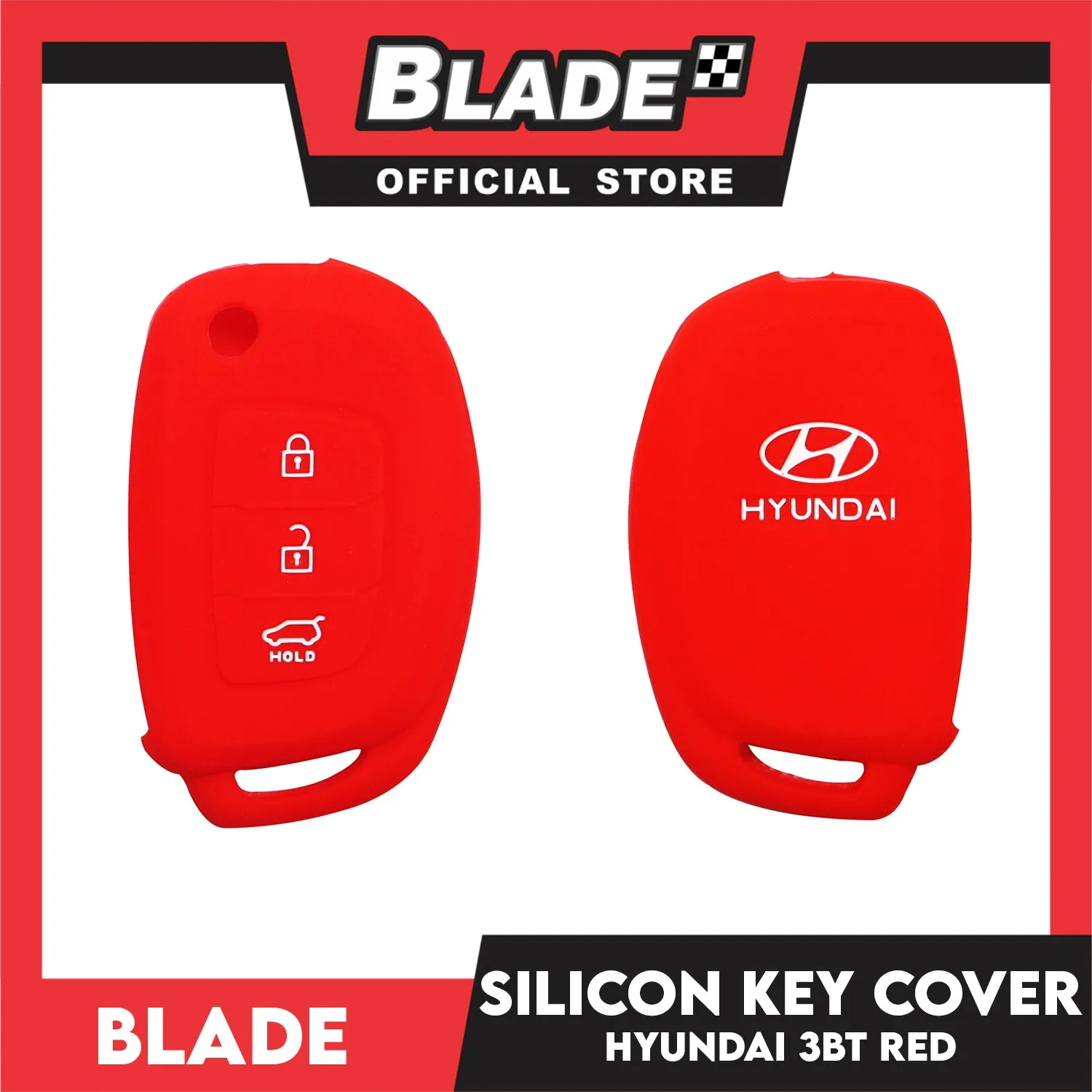 Blade Key Silicone Case Key Cover Hyundai 3 Button (Red, Black) for Hyundai Tucson Santa Fe i20 Creta Elantra