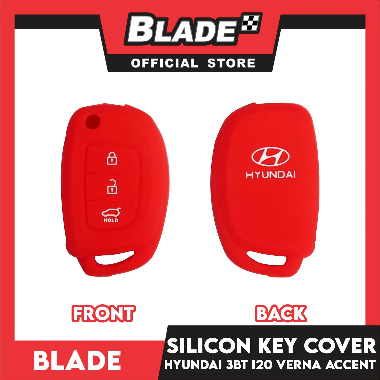 Blade Key Silicone Case Key Cover Hyundai 3 Button (Red, Black) for Hyundai Tucson Santa Fe i20 Creta Elantra